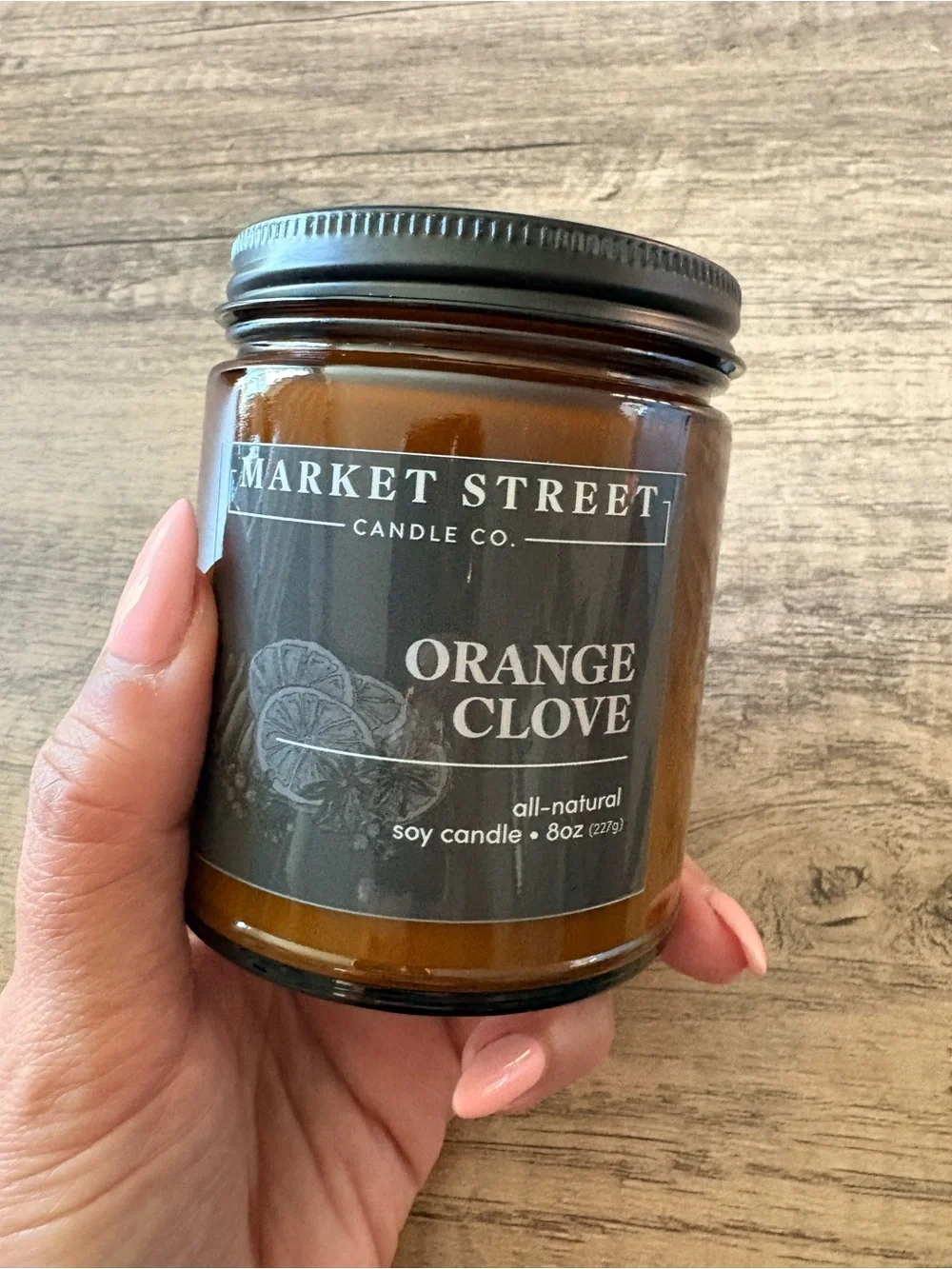 Market Street Candle Co. Orange Clove 8oz Soy Candle - Amber Glass Jar